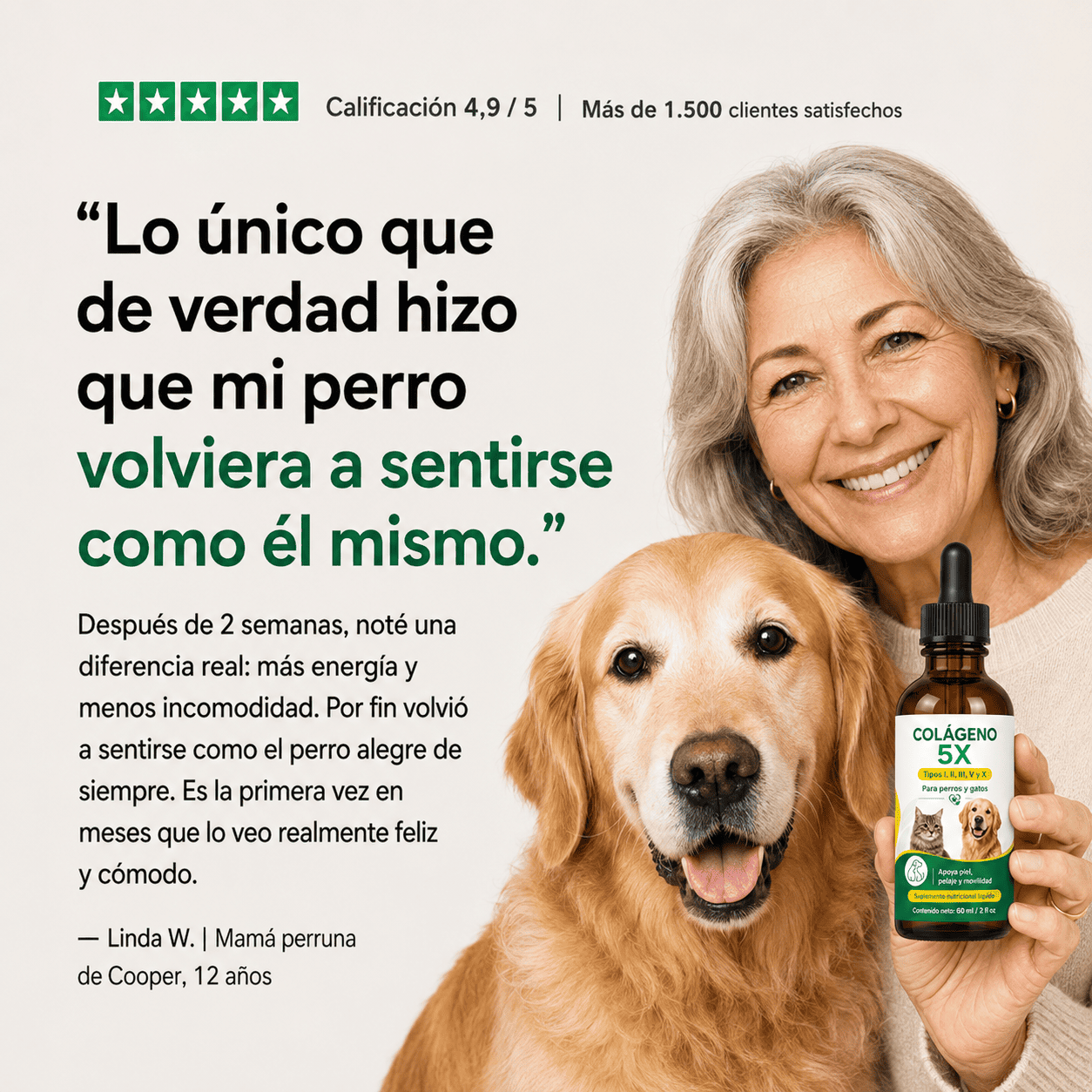 Colágeno Líquido 5X para Perros